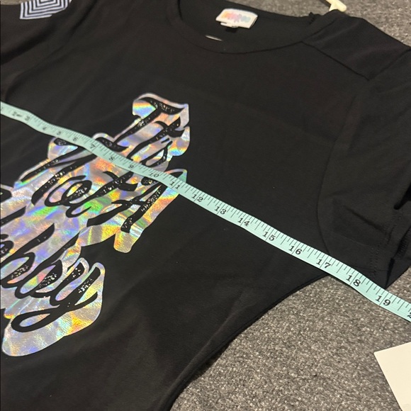 LuLaRoe “It’s Not A Hobby” Graphic Tee | XS Black Holographic Logo | NWT - Picture 8 of 8